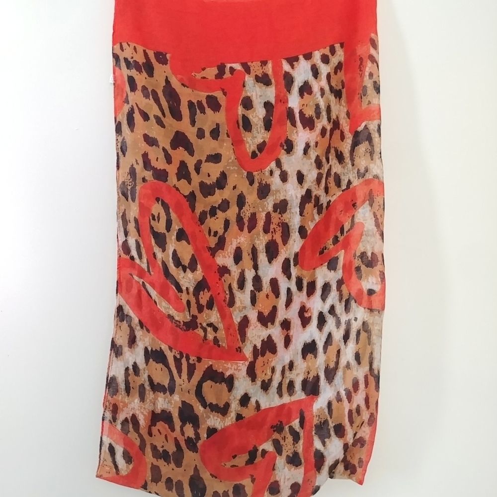 Orange Animal Print Hearts Infinity‎ Scarf